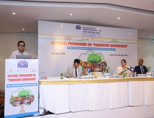 Prof. Indranil De delivered the keynote address at the National Program on Panchayat Governance organised by ICSI, Ministry of Corporate Affairs